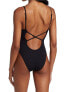 Фото #3 товара Jonathan Simkhai 299572 Women's Niya Deep V Neck One Piece Swimsuit, Black, M