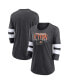 Фото #1 товара Women's Heathered Charcoal, White Philadelphia Flyers Full Shield 3/4-Sleeve Tri-Blend Raglan Scoop Neck T-shirt