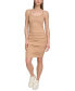 ფოტო #4 პროდუქტის Women's Jacquard Ruched Sleeveless Tank Dress