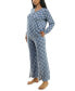 ფოტო #8 პროდუქტის Women's 2-Pc. Printed Henley Pajamas Set