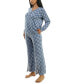 Women's 2-Pc. Printed Henley Pajamas Set