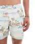 Hollister 5inch beach repeat print swim shorts in beige Бежевый, L - фото #3