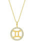 ფოტო #4 პროდუქტის Cubic Zirconia Zodiac Halo 18" Pendant Necklace in 18k Gold-Plated Sterling Silver, Created for Macy's