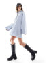 ASOS DESIGN oversized shirt dress with cape sleeve in blue stripe 32 - фото #1