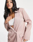 Missguided double breasted blazer in pink pinstripe