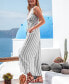 ფოტო #3 პროდუქტის Women's Striped Tassel Wide Leg Jumpsuit