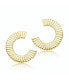 Stylish 14K Gold Plated Ribbed wide Open Circle Hoop Earrings