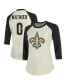 Фото #2 товара Women's Threads Tyrann Mathieu Cream, Black New Orleans Saints Name & Number Raglan 3/4 Sleeve T-shirt