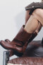 WIDE-LEG LEATHER ANKLE BOOTS