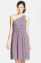 Фото #1 товара Donna Morgan Women's 241084 Rhea One-Shoulder Chiffon Dress Grey Ridge Size 14