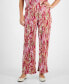 ფოტო #1 პროდუქტის Women's Printed Plissé Wide-Leg Pants, Created for Macy's