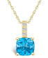 Фото #1 товара Macy's blue Topaz (2-3/4 Ct. T.W.) and Diamond Accent Pendant Necklace in 14K Yellow Gold