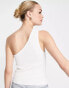 Фото #2 товара Pretty Lavish one shoulder rib knit top in cream