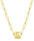 14K Gold-Plated Initial Cube Paperclip Necklace