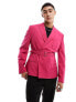 ASOS DESIGN slim belted blazer in pink