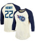 Men's Derrick Henry Cream, Navy Tennessee Titans Vintage-like Inspired Player Name Number Raglan 3/4 Sleeve T-shirt