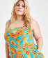 Фото #3 товара Trendy Plus Size Floral Wide-Leg Knit Jumpsuit, Created for Macy's