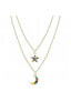 ფოტო #1 პროდუქტის Moon and Star Necklace with Rainbow Cubic Zirconia Stones