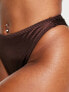 South Beach high waist bikini bottom in high shine brown