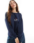 Фото #1 товара Daisy Street oversized sweatshirt in navy with contrast embroidery