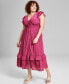 Фото #1 товара Trendy Plus Size Button-Front Flutter-Sleeve Tiered Maxi Dress, Created for Macy's