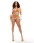 Фото #8 товара ASOS DESIGN Curve mix and match high triangle bikini top in vibrant abstract print