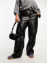 Фото #3 товара Noisy May Curve high waisted faux leather trousers in black