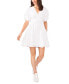 Фото #3 товара Women's V-Neck Tiered Bubble Puff Sleeve Mini Dress