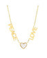 Фото #1 товара STEELTIME 18K Gold Plated Stainless Steel Peace Love Drop Necklace with Heart Charm