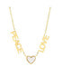 18K Gold Plated Stainless Steel Peace Love Drop Necklace with Heart Charm