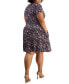ფოტო #2 პროდუქტის Plus Size Printed Fit & Flare Short-Sleeve Dress