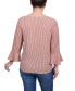 ფოტო #2 პროდუქტის Petite 3/4 Bell Sleeve Textured Knit Top