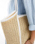 ASOS DESIGN straw tote bag with white trim