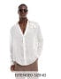 ASOS DESIGN relaxed low collared shirt with applique flowers in cream Белый, L - Chest 42 - фото #1