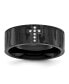 Stainless Steel Matte Black Cubic Zirconia Cross Band Ring