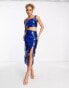 Фото #8 товара Collective the Label exclusive sequin crop top co-ord in cobalt