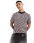 Фото #2 товара Fred Perry heavyweight fine stripe t-shirt in pink and black