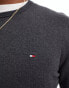 Tommy Hilfiger Crew Neck Flag Embroidery Jumper in Dark Grey