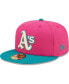 Фото #3 товара Men's Pink, Green Oakland Athletics Cooperstown Collection 1972 World Series Passion Forest 59FIFTY Fitted Hat