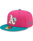 ფოტო #3 პროდუქტის Men's Pink, Green Oakland Athletics Cooperstown Collection 1972 World Series Passion Forest 59FIFTY Fitted Hat