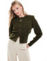 Фото #1 товара ASOS DESIGN knitted compact fitted cardigan in dark green