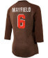 Фото #2 товара Women's Baker Mayfield Brown Cleveland Browns Player Name Number Tri-Blend 3/4 Sleeve Raglan T-shirt