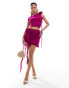 Фото #2 товара Murci exclusive one shoulder ruffle corsage detail top co-ord in fuchsia