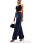 Vila high waist wide leg trouser in navy