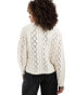 Vero Moda open knit cardigan with contrast piping in cream