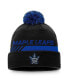 Фото #2 товара Men's Black Toronto Maple Leafs Authentic Pro Locker Room Alt Logo Cuffed Knit Hat with Pom