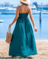 Women's Sleeveless Square Neck Smocked Bodice Midi Beach Dress