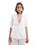 Фото #1 товара Mango linen cinched waist co-ord blazer in white