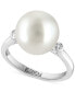 ფოტო #1 პროდუქტის EFFY® Freshwater Pearl (11-1/2mm) & Diamond (1/20 ct. t.w.) Ring in 14k White Gold