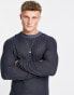 Jack & Jones Originals textured crew neck jumper in blue & navy